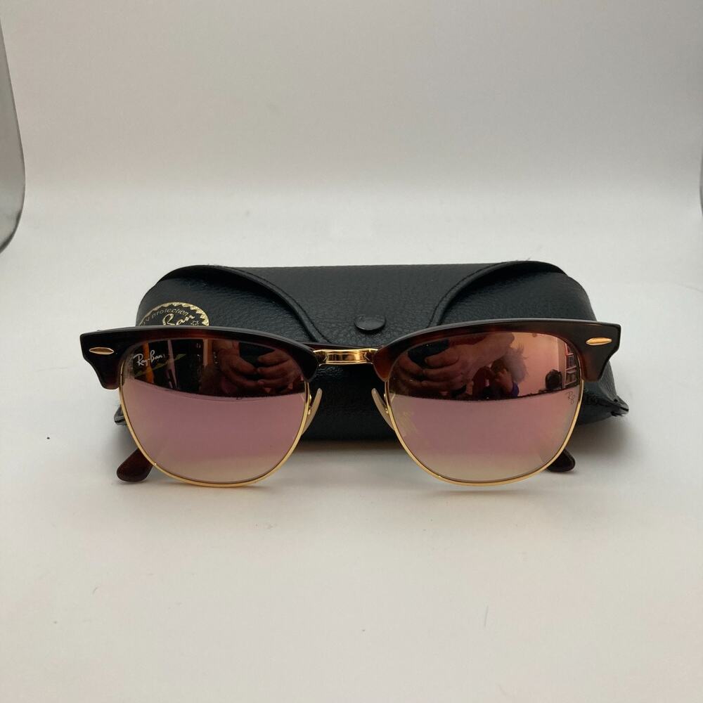 Ray-Ban Sunglasses RB3016 Clubmaster Classic Tortoise Frame Mirrored Lenses 51mm